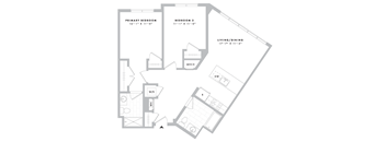 A black and white image of a house floor plan.
