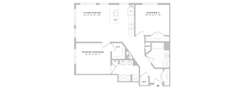 A floor plan of a home with a living/dining area, two bedrooms, a primary bedroom, a mech, a WIC, a W/D, and a W/D.