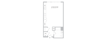 A floor plan of a living and dining room.