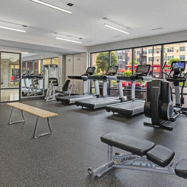 a gym with weights and other exercise equipment