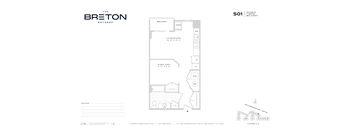 A floor plan for a Breton Bayonne Studio apartment.