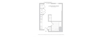 a floor plan of a small apartment with a bedroom and a living room