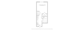 a floor plan of a studio apartment with a bedroom