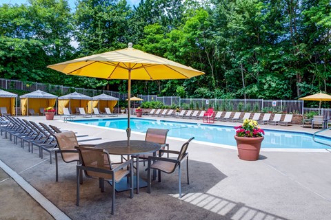 Poolside area with chairs at The Henry, New York