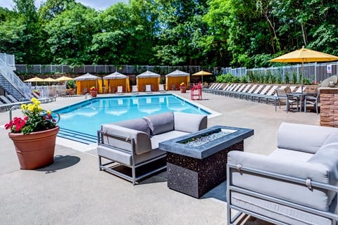 Poolside patio at The Henry, Pomona, NY