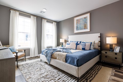 Bedrooms with Soaring 9' Ceilings and Modular Closet Storage at The Hillmont, Hillsborough, 08844
