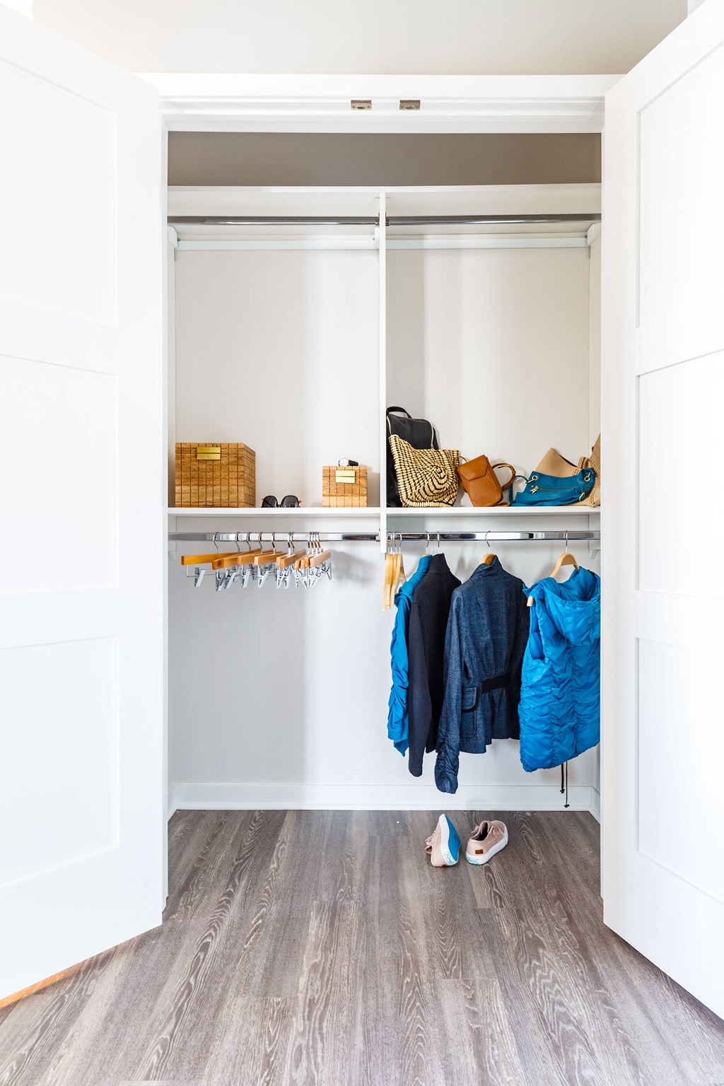 Large Walk-in Closets with Custom Shelving