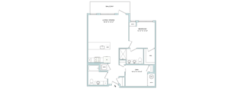 A floor plan of a home with a living room, dining room, bedroom, den, and bathroom.