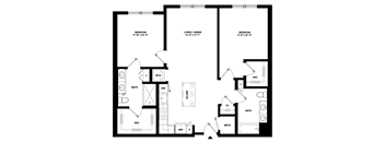 A black and white image of a floor plan for a house.