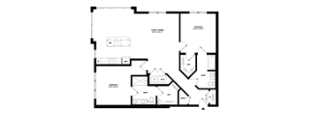 A black and white image of a house floor plan.