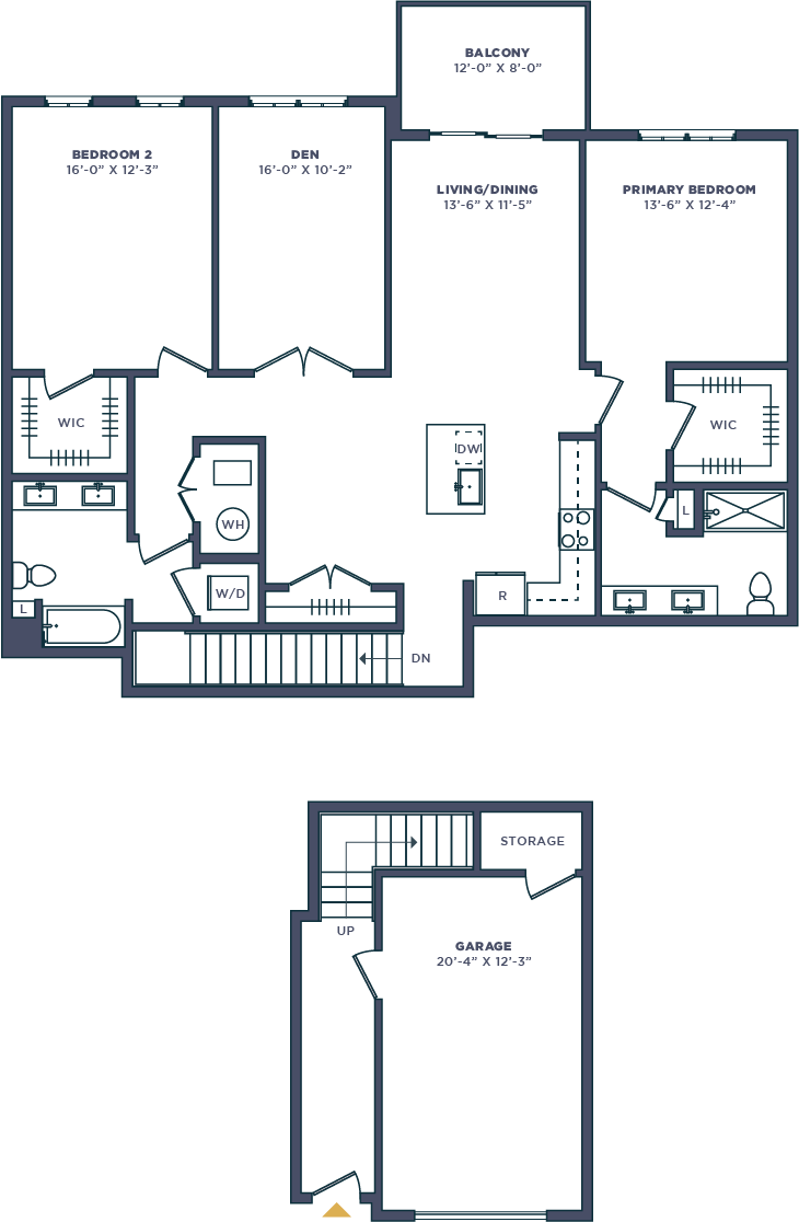 A floor plan of a building with rooms labeled, such as