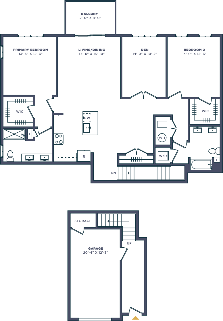 A floor plan of a building with multiple rooms and labeled areas.