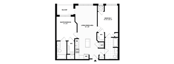 A black and white image of a floor plan for a house.