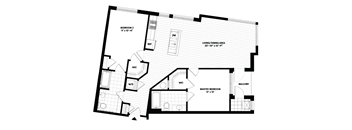A black and white image of a house floor plan with labeled rooms.