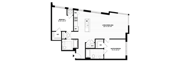 A black and white floor plan of a house with labeled rooms and dimensions.