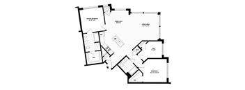 A black and white floor plan of a house with labeled rooms.