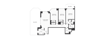 Three bedroom floor plan