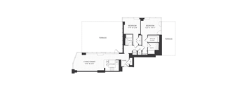 A black and white image of a floor plan for a house.