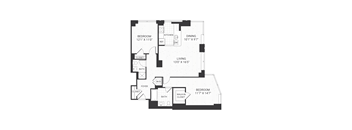 A black and white image of a floor plan for a house.