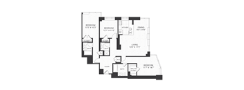 Three bedroom floor plan