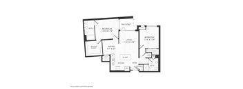 A black and white image of a floor plan for an apartment.