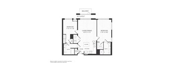 A black and white image of a floor plan for an apartment.