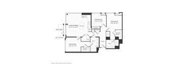 A black and white image of a floor plan for an apartment.