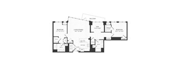 A black and white image of a house floor plan.