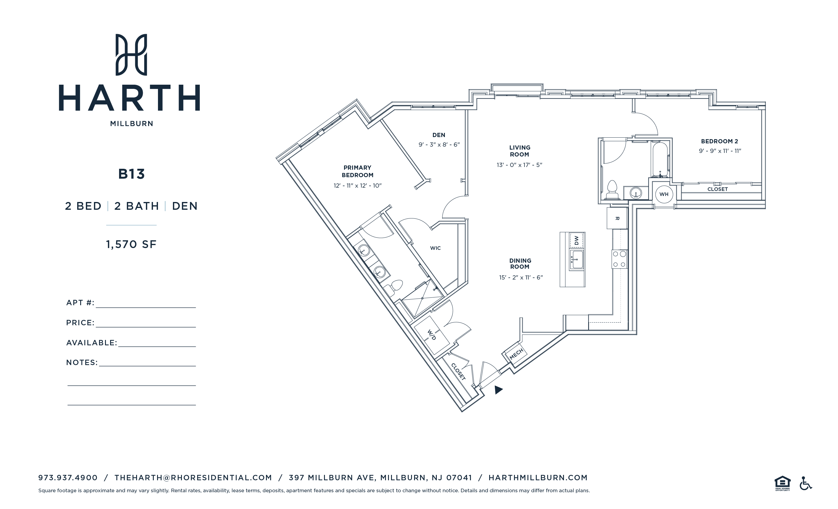 2 bedroom den floorplan