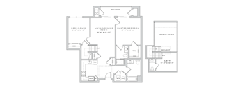 a floor plan of three bedrooms and two baths