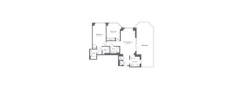 A black and white image of a house floor plan.