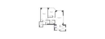 A black and white image of a house floor plan.