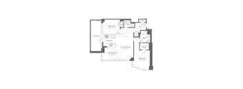 A black and white image of a floor plan for a house.