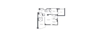 A black and white image of a house floor plan.