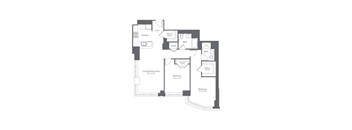 A black and white image of a house floor plan.
