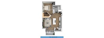 a 1 bedroom floor plan with a bathroom and a bedroom
