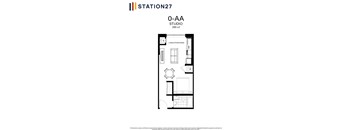 floor plan of the studio apartment