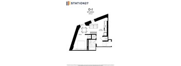 floor plan of the studio apartment