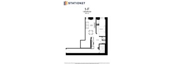a floor plan of a 1 bedroom apartment