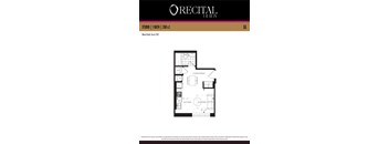 A floor plan for a studio apartment by Orecital.