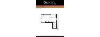 A floor plan for a studio apartment by Orecital.