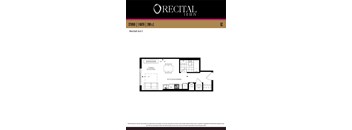 A floor plan for a studio apartment with a living/sleeping area and a kitchen/dining area.