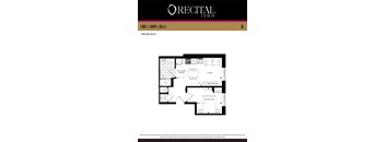 A floor plan for a 1 bedroom, 1 bathroom apartment sized at 515 square feet.