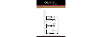 A floor plan for a 1 bedroom, 1 bathroom apartment sized at 539 square feet.