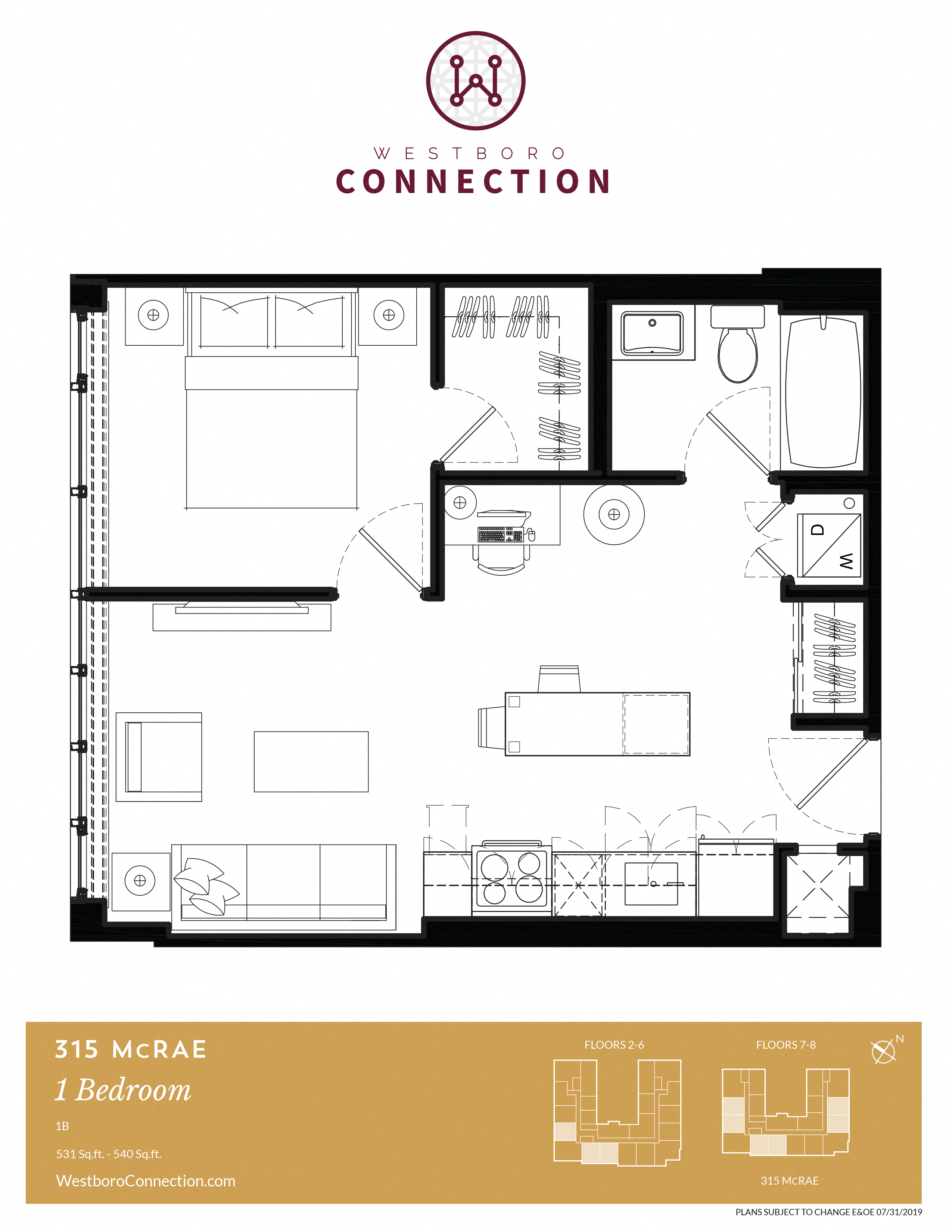1 Bedroom Plan 1B