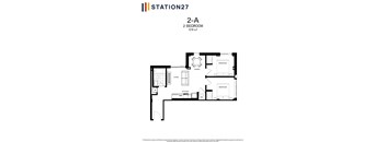 the floor plan of 2a 2 bedroom apartment