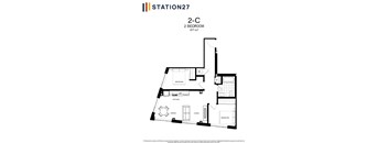 floor plan of the second level of the apartment