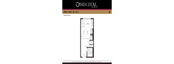 A floor plan for a studio apartment by Orecital.