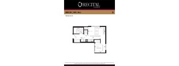 A floor plan for a junior one bedroom apartment.