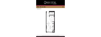 A floor plan for a studio apartment at Orecital.
